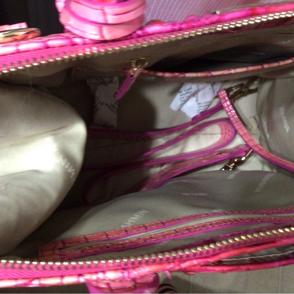 Leather Brahmin Tri-Color Caroline tote.
(Pink, Purple, Coral tones)

NWOT - Picture 11 of 16